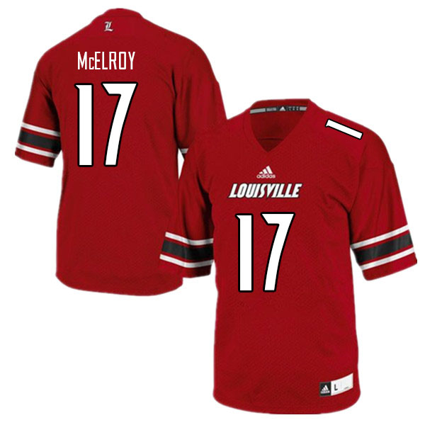 Men #17 Nathan McElroy Louisville Cardinals College Football Jerseys Sale-Red - Click Image to Close